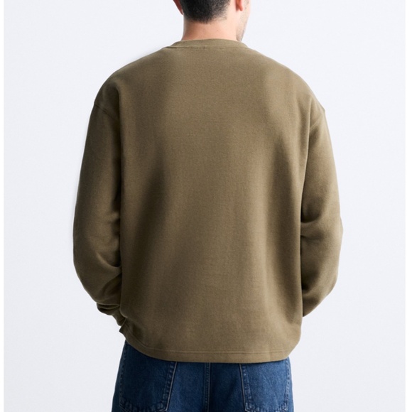 Zara khaki long sleeve brushed top sweatshirt NWT - Picture 9 of 9